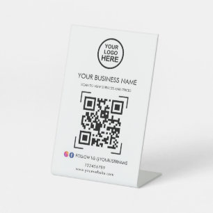 Expositor En L logotipo de código QR para empresas Rótulo Pedesta