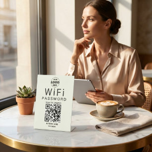 Expositor En L Logotipo de código QR WiFi empresarial de marfil n