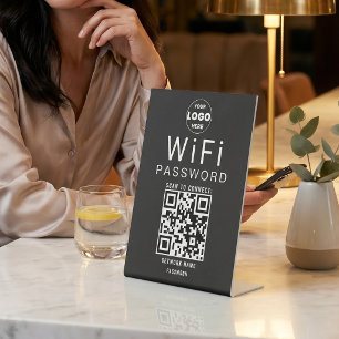 Expositor En L Logotipo de código QR WiFi empresarial minimalista