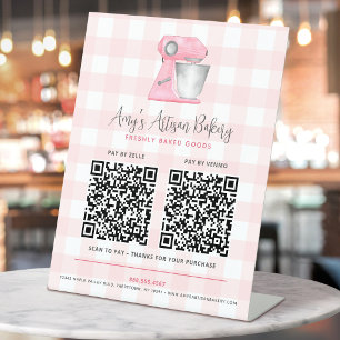 Expositor En L Logotipo de mezcladora de panadería Pink Gingham 2