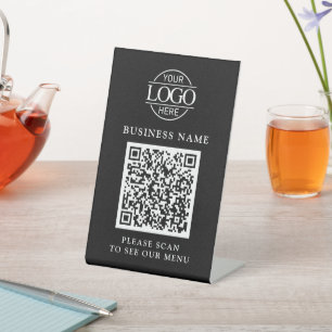 Expositor En L Logotipo de negocio minimalista Código QR Menú sin