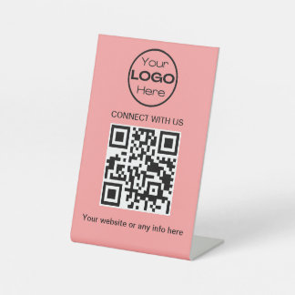 Expositor En L Logotipo de negocio mínimo y código QR de Peach