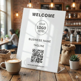 Expositor En L Logotipo de nombre comercial y código QR Rótulo Pe