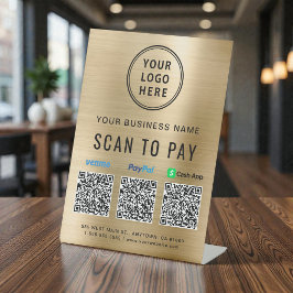 Expositor En L Logotipo de pago con código QR dorado