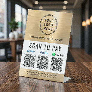 Expositor En L Logotipo de Pago con Escaneo Paypal Venmo CashApp