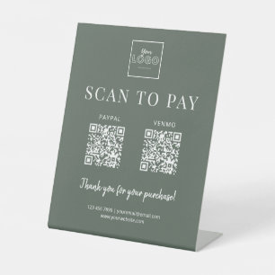Expositor En L Logotipo de pago QRCode de escaneo verde silenciad