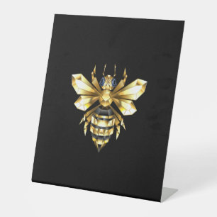 Expositor En L Logotipo de Relieve metalizado dorado falso poligo