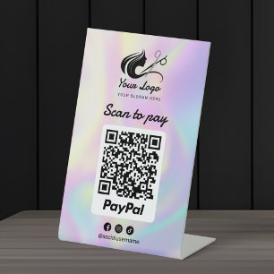 Expositor En L Logotipo de Salón de Belleza Holográfico Paga con