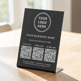 Expositor En L Logotipo empresarial 3 Códigos QR Negros