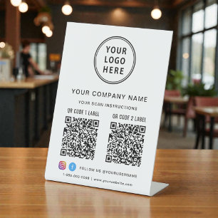 Expositor En L Logotipo Empresarial Crear 2 Códigos QR en Redes S