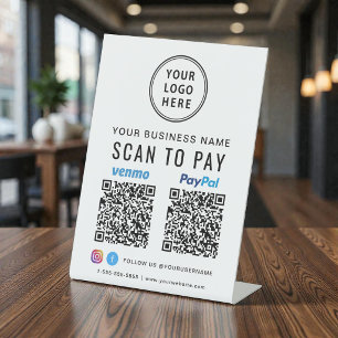 Expositor En L Logotipo Escanea para Pagar Códigos QR de Paypal V