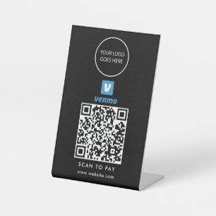 Expositor En L Logotipo minimalista negro Venmo Escanear para pag