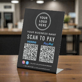 Expositor En L Logotipo negro de códigos QR de Paypal Venmo para 
