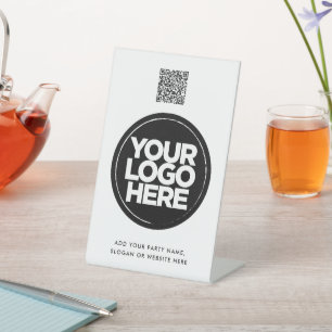 Expositor En L Logotipo personalizado y código Qr simple de texto