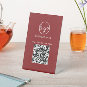 Expositor En L Logotipo simple de Borgoña Código QR Negocios mode