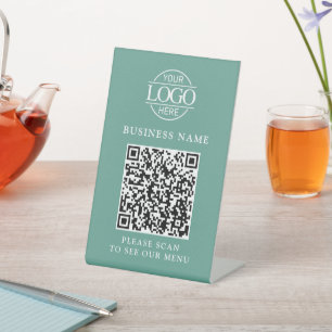 Expositor En L Logotipo Simple de Negocio Código QR Menú Sin Cont