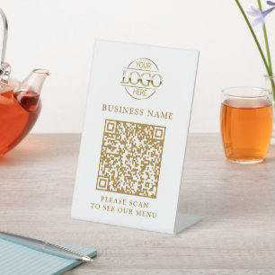 Expositor En L Logotipo Simple de Negocio Código QR Menú Sin Cont