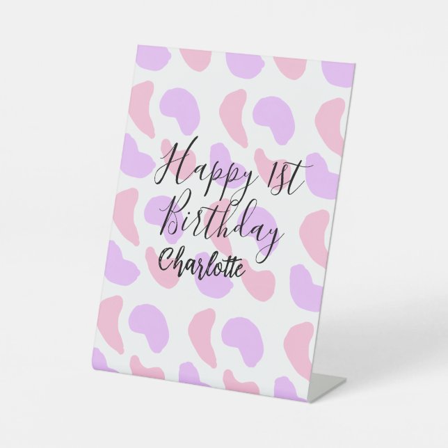 Expositor En L Los abstractos púrpura rosa forman un feliz primer (Anverso)