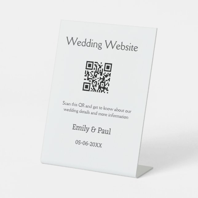 Expositor En L Los detalles del sitio web del boda scan QR añaden (Anverso)