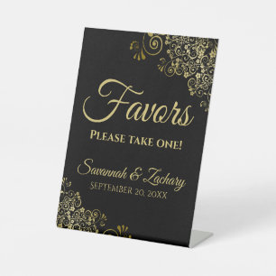 Expositor En L Los Favores Se Llevan Un Elegante Boda Negro Y Oro