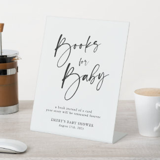 Expositor En L Los libros modernos de Baby Shower para el Rótulo 
