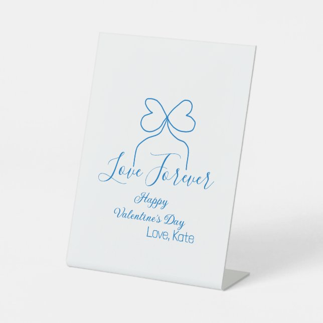 Expositor En L Love Forever blue bow happy Valentine's day name d (Anverso)