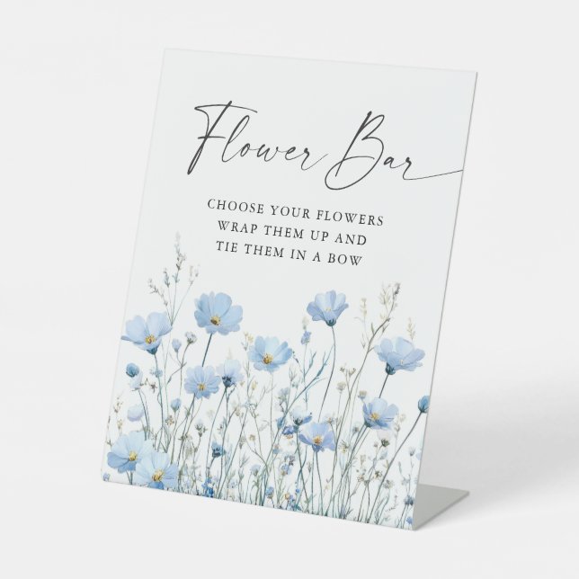 Expositor En L Love In Bloom Blue Bridal Shower Flower Bar Sign (Anverso)