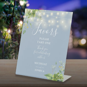 Expositor En L Luces de cadena Verdor Botánico Dusty Blue Favors