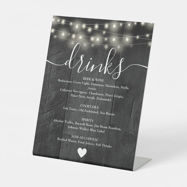 Expositor En L Luces de Cadenas Rústicas Menú de Bebidas de Mader (Anverso)