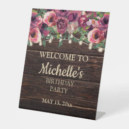 Expositor En L Luces de Cuerda Rústicas Flores Púrpura Cumpleaños