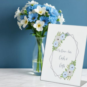Expositor En L Luces Rústicas Quinceañera Floral Azul y Blanco