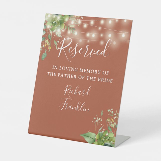 Expositor En L Luces verdes Boda reservado de memoria de terracot (Anverso)