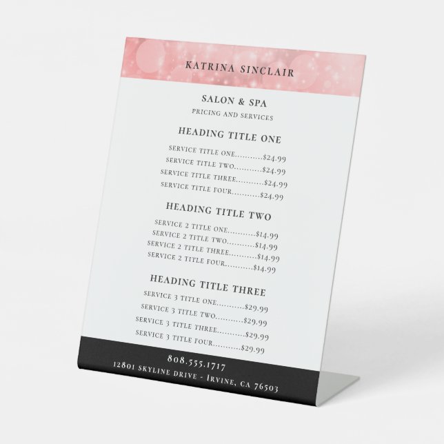 Expositor En L Luminoso precio de los servicios de negocios de Pi (Anverso)