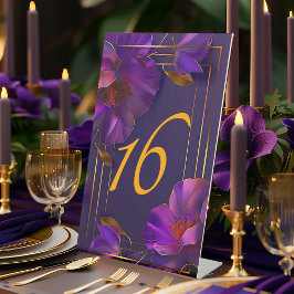Expositor En L Luminous Violets Purple Wedding Table Number 