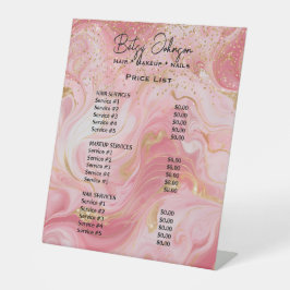 Expositor En L Luxury Pink & Gold Marble Beauty Salon Price List