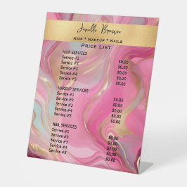 Expositor En L Luxury Pink Marble & Gold Beauty Salon Price List
