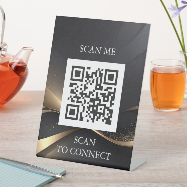 Expositor En L Luxury QR Code Sign | Scan Me Table Sign | Minimal (In Situ)