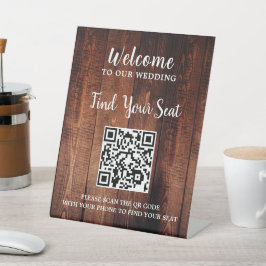 Expositor En L Madera de grano rústico Código QR asiento boda