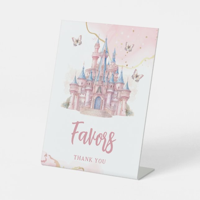 Expositor En L Magical Castle Unicorn Princesa Rosa Primer cumple (Anverso)