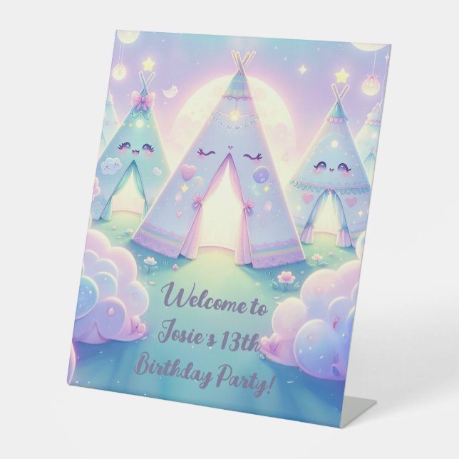 Expositor En L Magical Cute Sleepover Fiesta de Cumpleaños (Anverso)