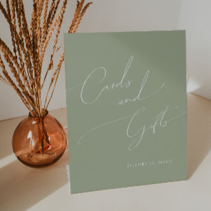 Expositor En L Magníficas tarjetas de Baby Shower verdes y regalo