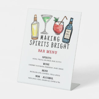 Expositor En L Making Spirits Bright Christmas Bar Menu Sign
