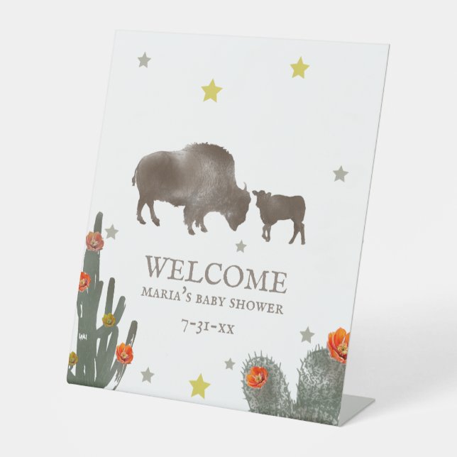 Expositor En L Mama Baby Buffalo Cactus Chica Baby Shower Bienven (Anverso)