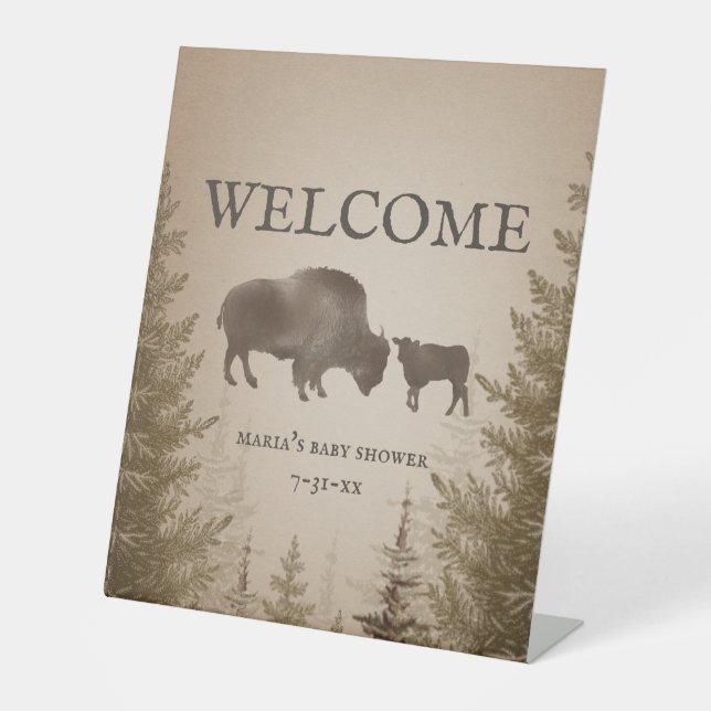 Expositor En L Mama Buffalo Evergreen Boy Baby Shower (Anverso)