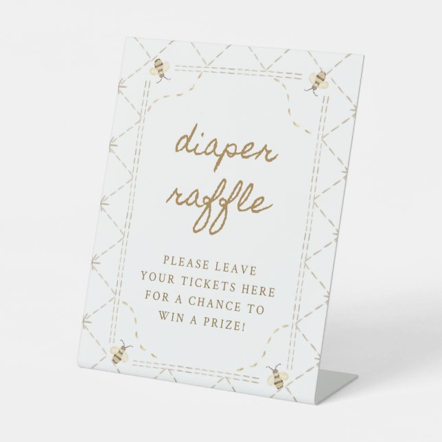 Expositor En L Mami To Bee Baby Shower Diaper Raffle Rótulo (Anverso)