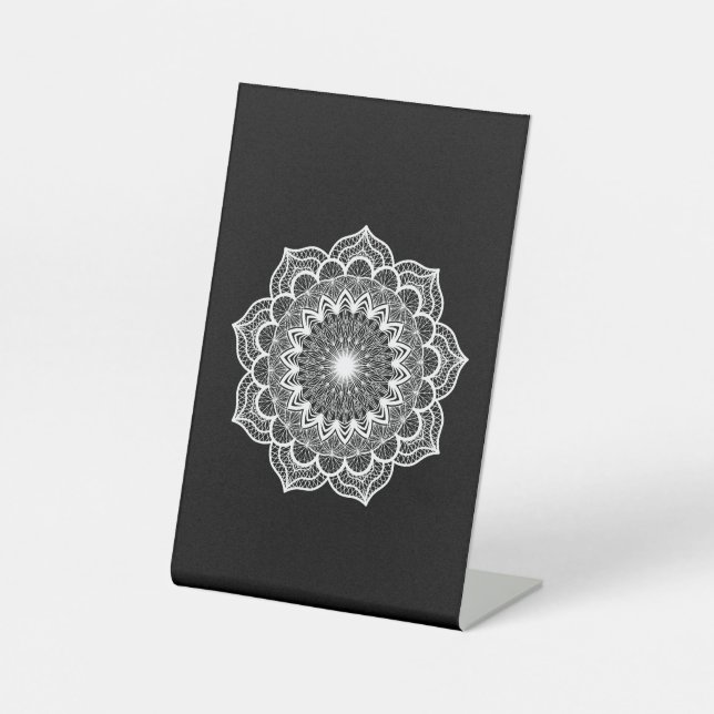 Expositor En L Mandala Blanco sobre Fondo Negro (Anverso)