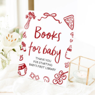 Expositor En L Mano roja italiana dibuja libros de Baby Shower pa