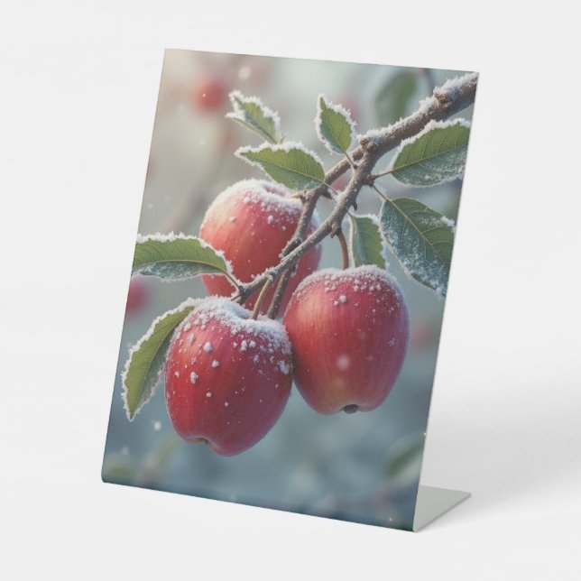 Expositor En L Manzanas rojas deliciosas y nieve (Anverso)