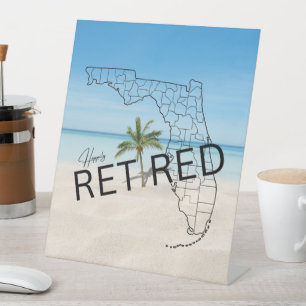 Expositor En L Mapa de Florida felizmente retirado y palmera trop