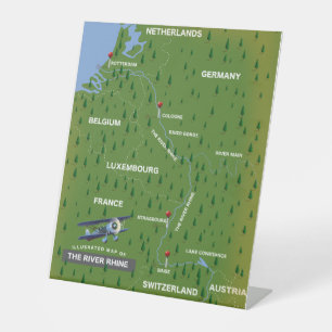 Expositor En L Mapa de viajes retro del río Rin.